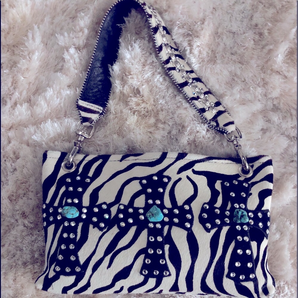 KURKMAN Design  Zebra Purse/Swarovski Crystals